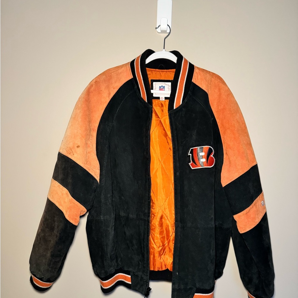 Cincinnati Bengals Black and Orange Suede Vintage Jacket